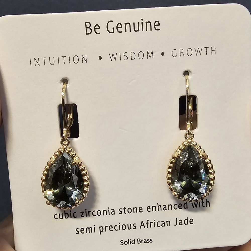 African Jade Earrings - Picture 1 of 4
